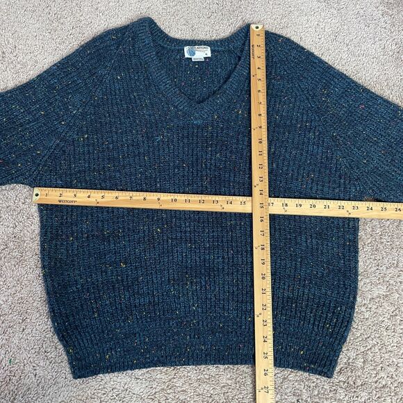 Vintage V Neck Sweater Size XL Blue Pullover Chunky Rib Knit Speckled 80s 90s - Picture 10 of 10